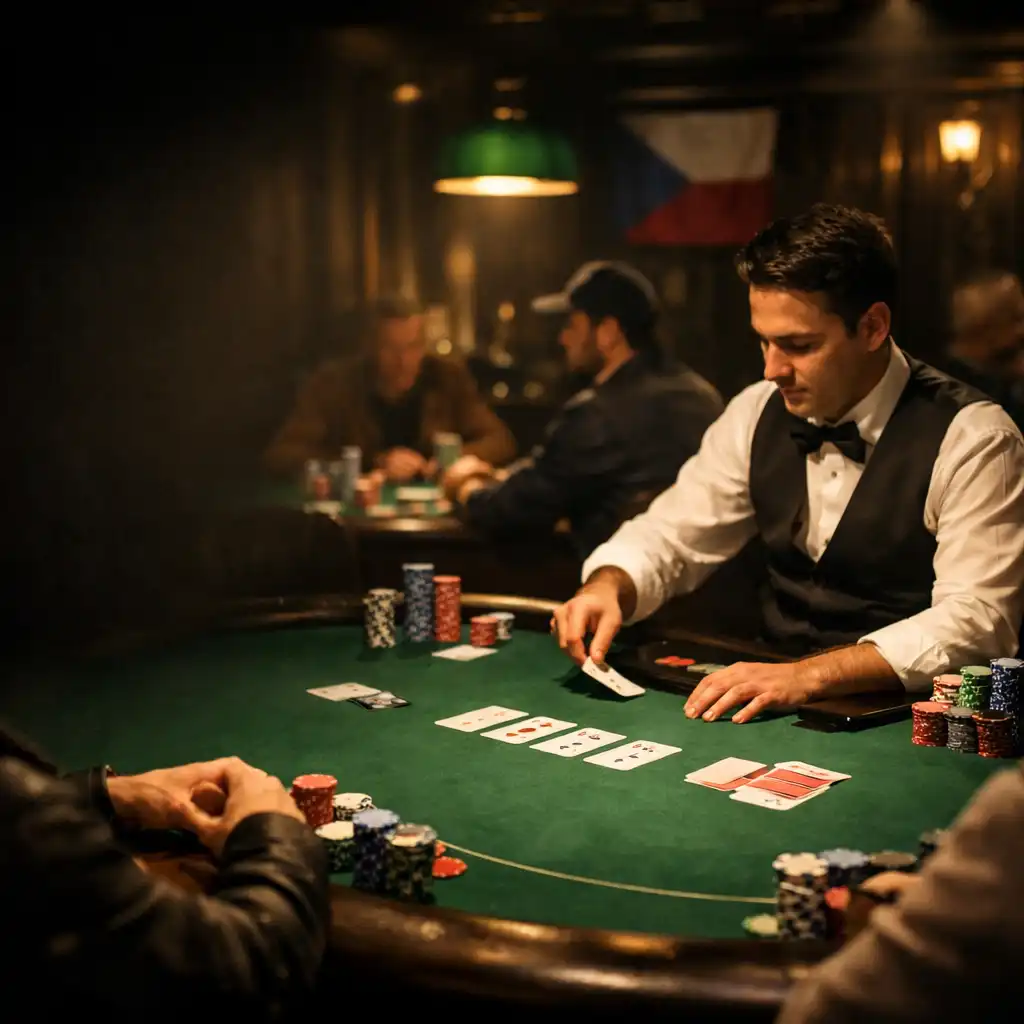 Živý pokerový stůl v kasinu